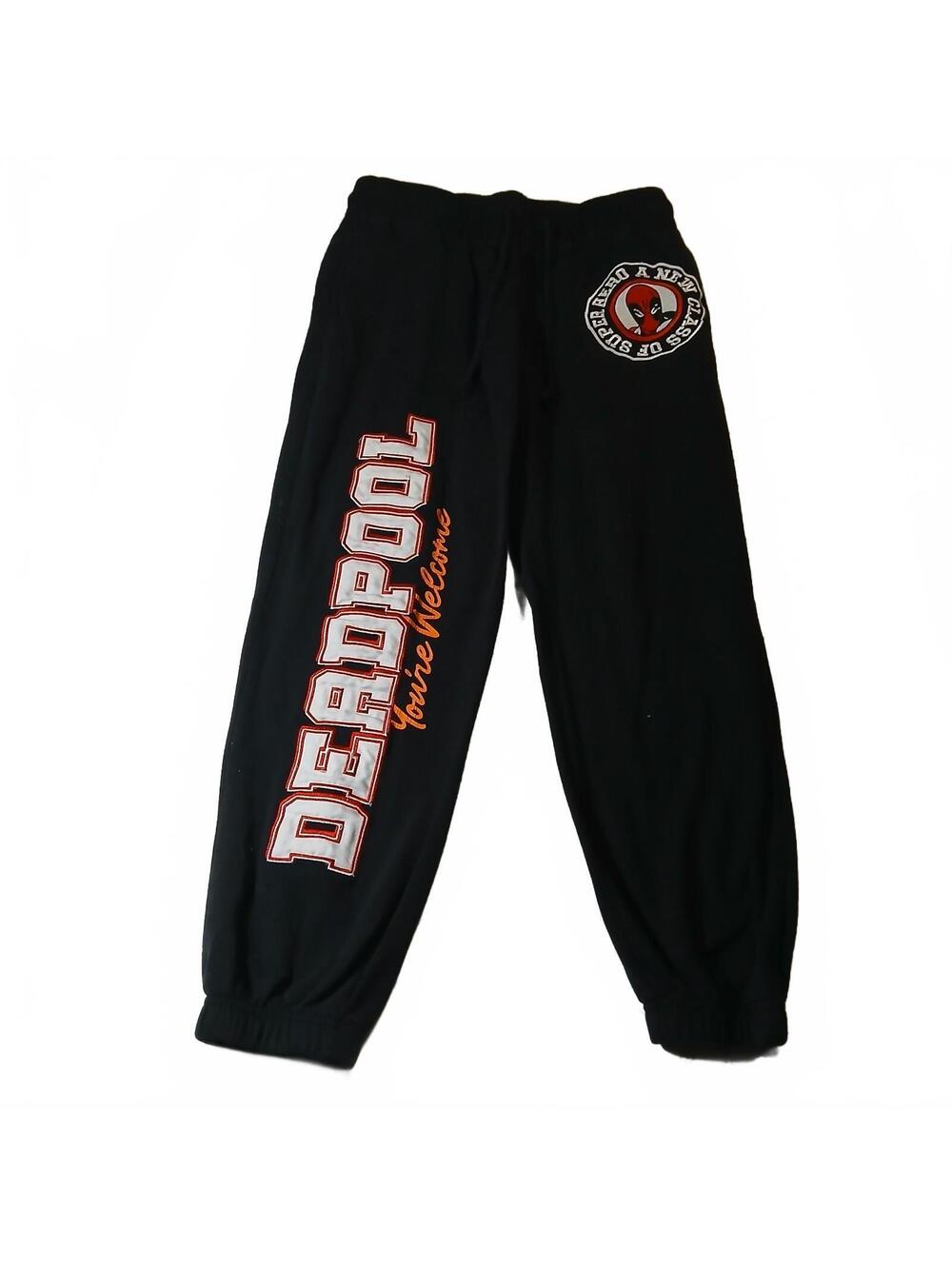 Marvel Deadpool Black Jogger Sweatpants Size S 4/6 Lounge Pants Superhero Comic
